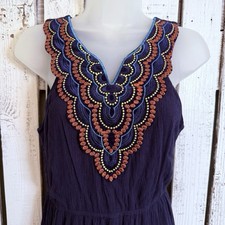 Charlotte Russe Embroider Dress Size Small Blue Sleeveless Boho Wedding Guest