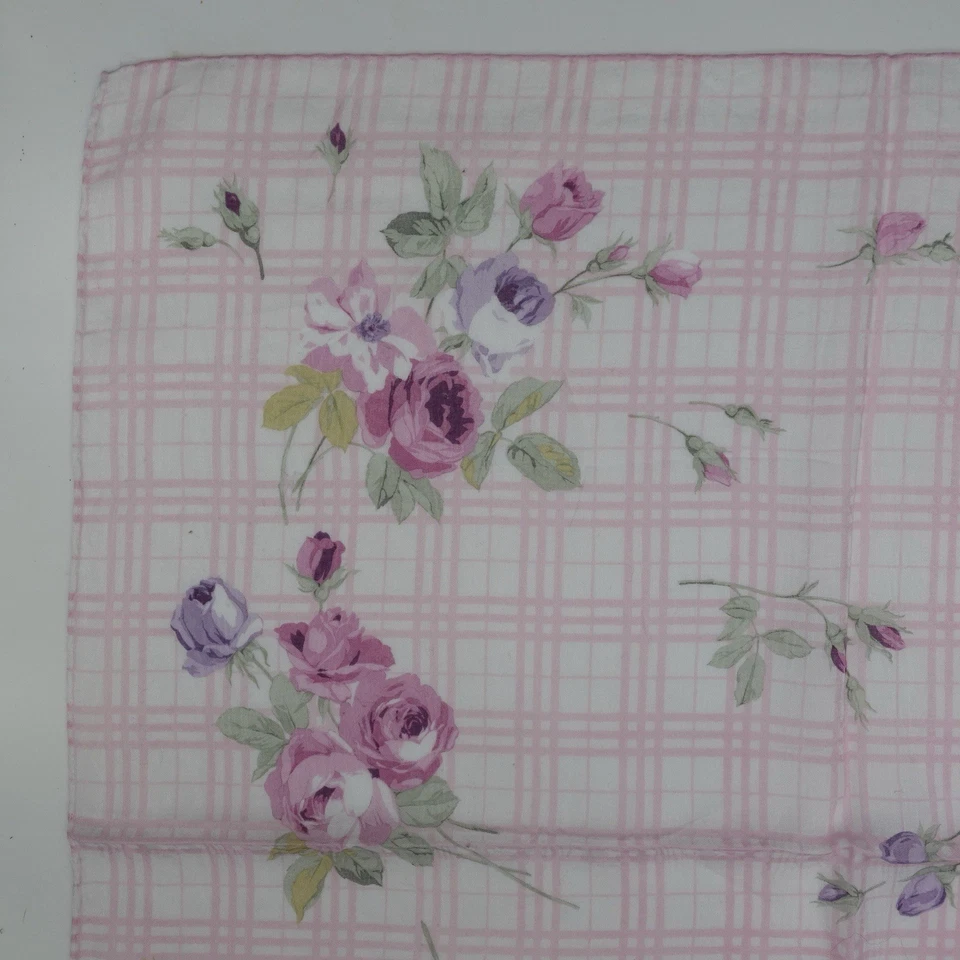 Burberrys розовый цветочный чек носовой платок 20 «x 20,5» винтажный свернутый подол хлопок - Изображение 2 из 4
