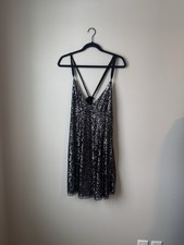 Free People Intimately Black Sequin Mini Slip Dress Size Large NWT
