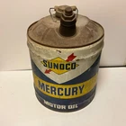 Vintage 1960 Sunoco Mercury Philly PA 5 Gallon Metal Oil Can Very Clean