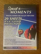 GLOSSY SPECIAL MOMENTS PHOTO PAPER FOR INK JET PRINTERS 20 SHEETS 4X6 NEW