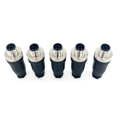 5 PCS M12 4 Pin Male ACode Straight Circular Sensor Aviation Plug IP67 4A