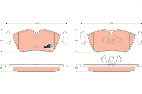 Bremsbelagsatz Scheibenbremse Cotec TRW GDB1625 FüR BMW E87 E81 E90 E88 E82 1Er-image