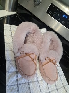 Moccasin Pink Suede Sz43 Bootie Slippers US sz.10