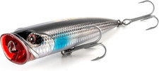 Topwater Popper Saltwater Fishing Lures, 4/5.5 Inches GT Popper VMC Treble Hooks