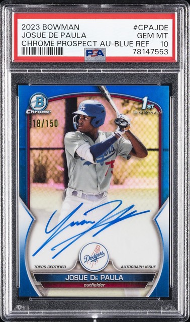 2023 Bowman Chrome Prospct Autos #CPAJDE JOSUE DE PAULA 118/150 PSA 10 AUTO