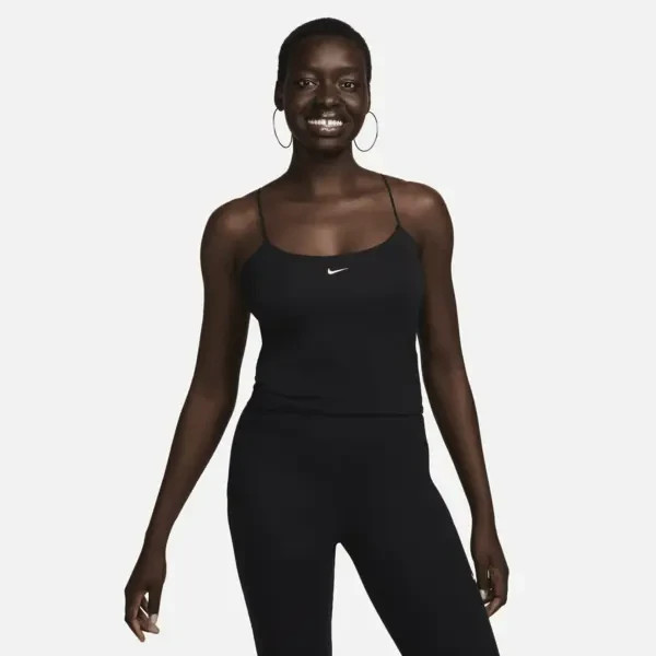 Nike Sportswear Chill Knit Tight Cami Tank Top Women L Black Scoop
