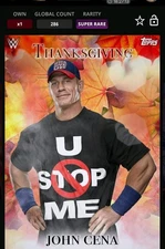 WWE Topps Slam Digital 286 cc Thanksgiving 2019 Short Print John Cena 