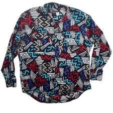 Vintage Frontier Series Western Shirt Aztec 90s Color Block Cotton Men's Size XL