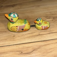 Vintage Incomplete Blic Tin Duck Family Wind Up Toy - For Collectors