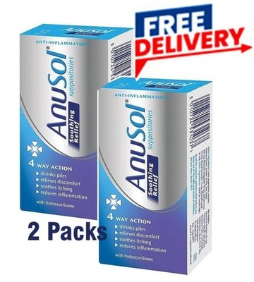 Anusol Soothing Relief plus HC 12 Suppositories Hemorrhoid  Exp 2/2028 PACK of 2