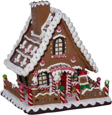 Kurt Adler 10" Battery-Operated Claydough LED Gingerbread House Tablepiece