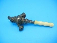 Antique English Silver Victorian Baby Rattle Whistle Teether