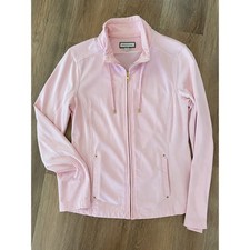 Charter Club Womens Pink Full Zip Mock Neck Jacket Cotton Modal Size L