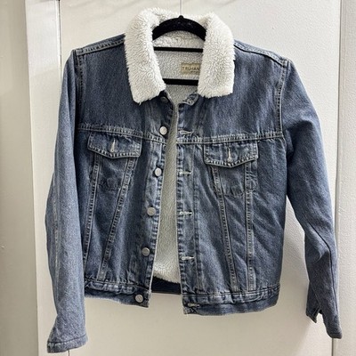 TRUHAN Denim Jacket with White Sherpa Cozy for The Cold Season Chic Style