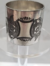 Vintage ? Antique Silver Plated Napkin Ring Victorian Art Flower Can Be Engraved