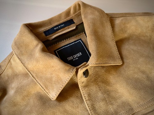 Todd Snyder Italian Suede Snap Dylan Jacket in Cappuccino Size S, NEW w/ Tags - Picture 4 of 11