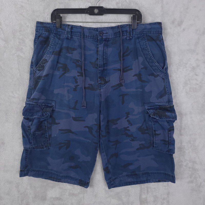Raw Blue  Men Size 40 Shorts Blue Camo Canvas Cargos Natural Fit Allagash