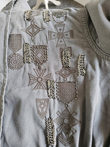 Mint Velvet Khaki Embellished Embroidered Medals Military Jacket Size 14 - Picture 10 of 13