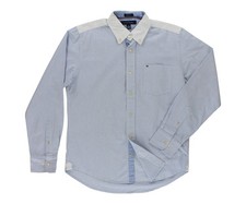 Tommy Hilfiger Men's Collar Striped Button Down Light Blue/White Size M, Color: