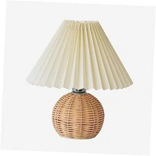  Pleated Table Lamp, Modern Bedside Nightstand Lamp with Beige Lampshade 