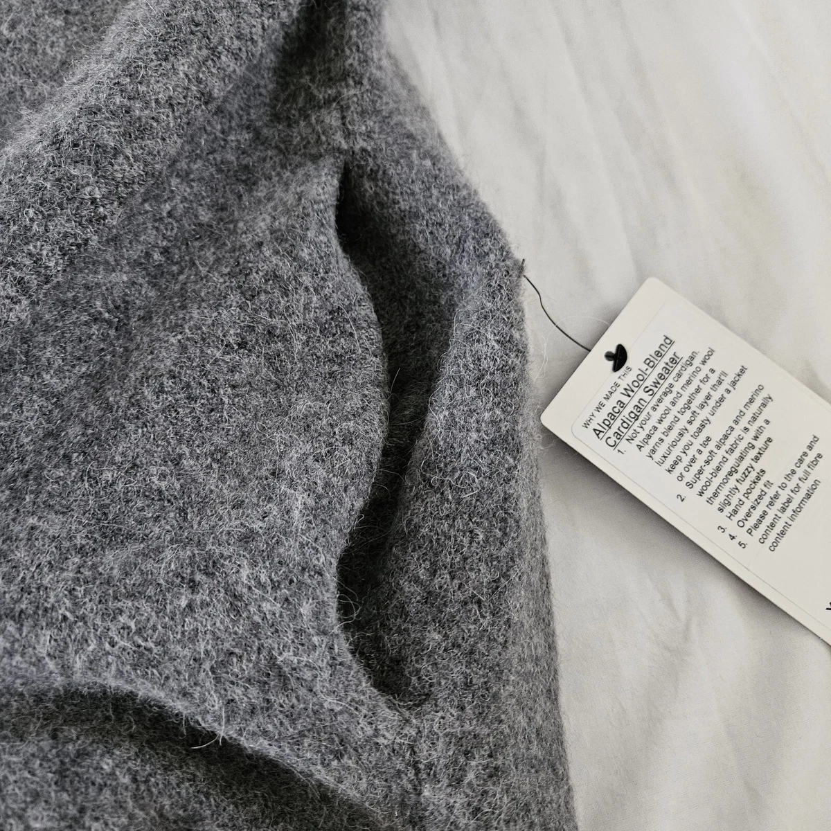Cárdigan Suéter Lululemon Mezcla Lana Alpaca HASG Gris Asfalto Para Hombre Talla XL