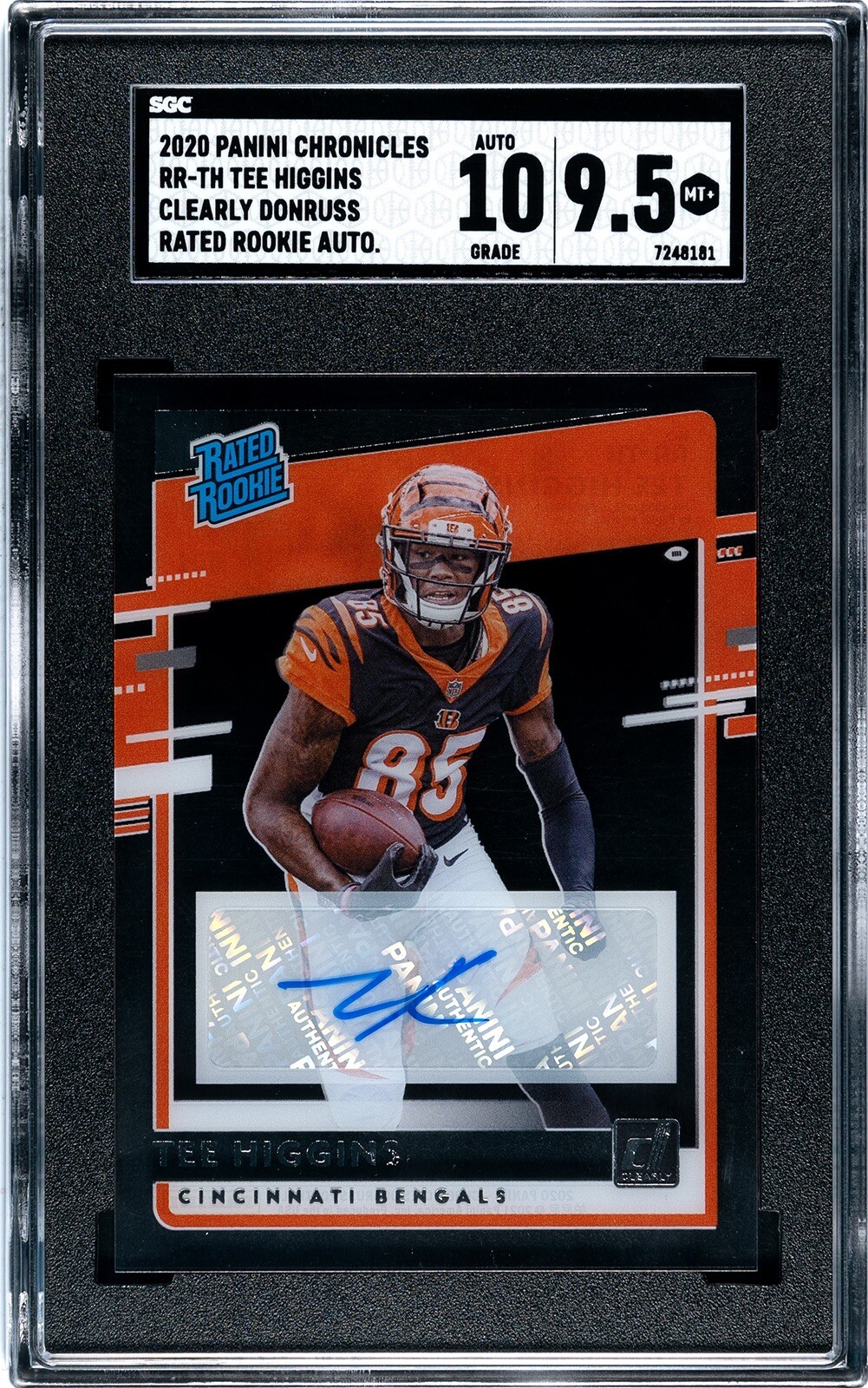 Tee Higgins Panini Chronicles Clearly Donruss Rated Rookies #RRTH Autograph-Blue