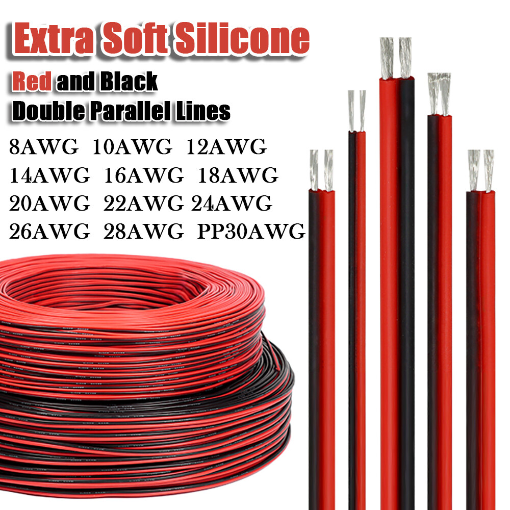 10M/32.8FT Electrical Wire 22AWG, 2-Core Red/Black, PVC Insulated