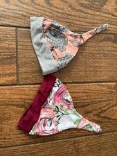 Pink Floral Baby Girl Hat Cap Beanie Set 6-9 Months