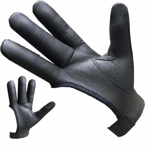 Archery Shooting Gloves | 4 Fingers in Black & Chocolate Brown - Genuine Leather - Picture 2 of 3