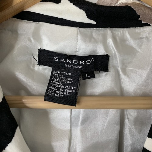 Sandro Sportswear Women’s L Zebra Jacket Black Gray Double Breasted Trench Coat - Picture 6 of 11