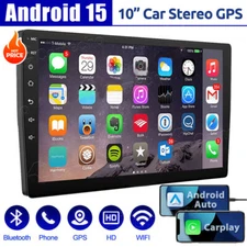 10.1'' Double 2 Din Android 15 Touch Screen Car Stereo Radio GPS WIFI BT Carplay