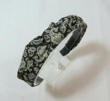 Woman's Black Paisley Print Twist Knot  Hard headband 1 inch wide Grip teeth