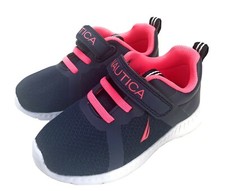 NAUTICA Jurnee Athletic Sneaker Running Shoes Strap, Navy Pink, Little Girls 6