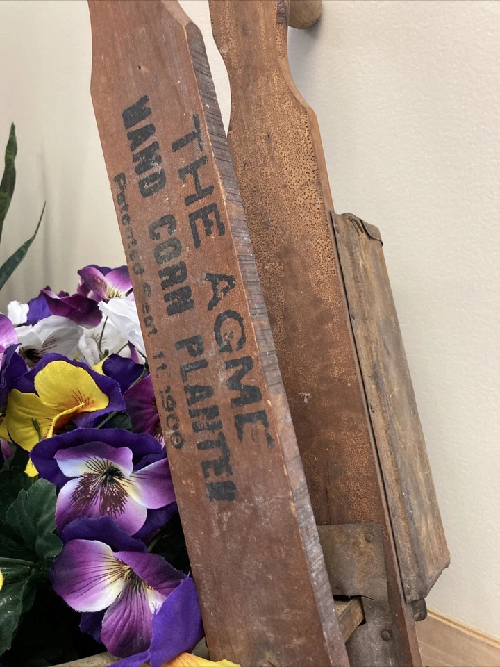 Antique Acme Hand Corn Seed Planter Seeder Wooden Farm Tool Patent Sept 11 1900 - Image 3 of 4