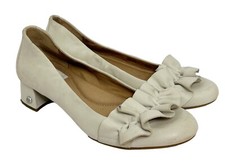 UGG FIFI RUFFLE HEEL BEIGE SUEDE BLOCK HEELS WOMEN'S SHOES SIZE US 8