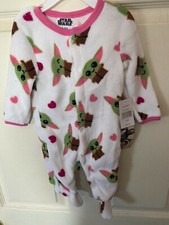 The Mandalorian Girl's The Child Snap Front Pajamas 3-6 Month NEW h1