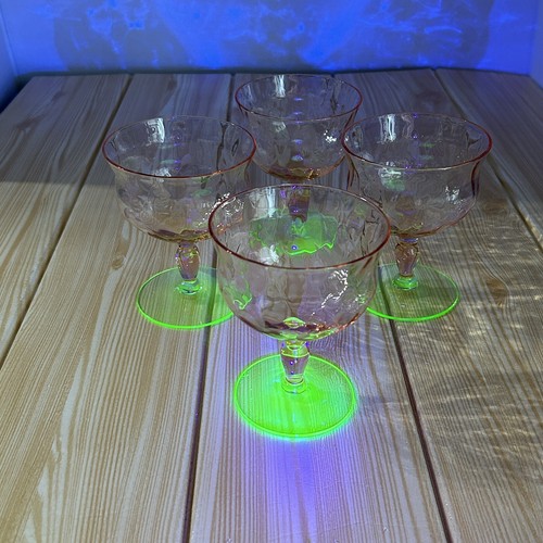 Weston Glass Watermelon Pink and Green Uranium Elegant Depression Glass