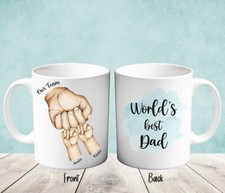 Personalised Our Team Dad Kids Hand Fists Bump Mug Cup Fathers Day Uncle Grandad