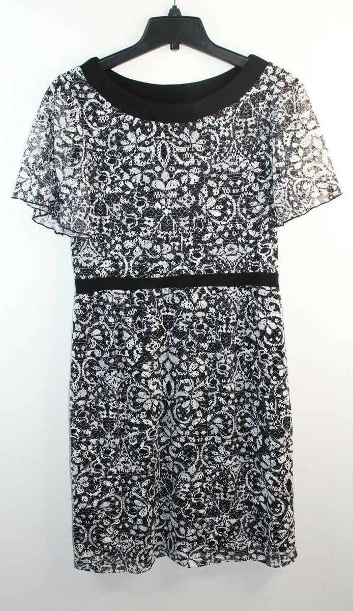 Black & White Floral Lace Bodycon Dress Size S | eBay