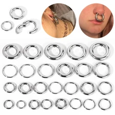 Large Size Hoop Earrings Stainless Steel Ear Gauges Nose Piercing Punk Jewelry
