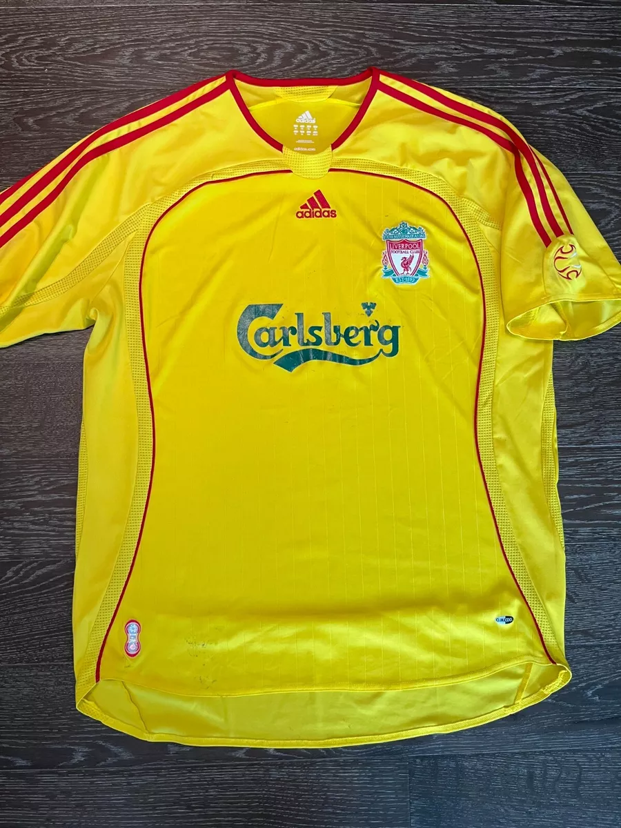 Vintage Adidas Liverpool Yellow Alternate Jersey 2006 2007 Football Shirt Men XL