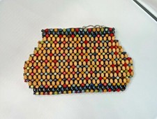 VINTAGE CZECHOSLOVAKIA WOODEN BEADED CLUTCH