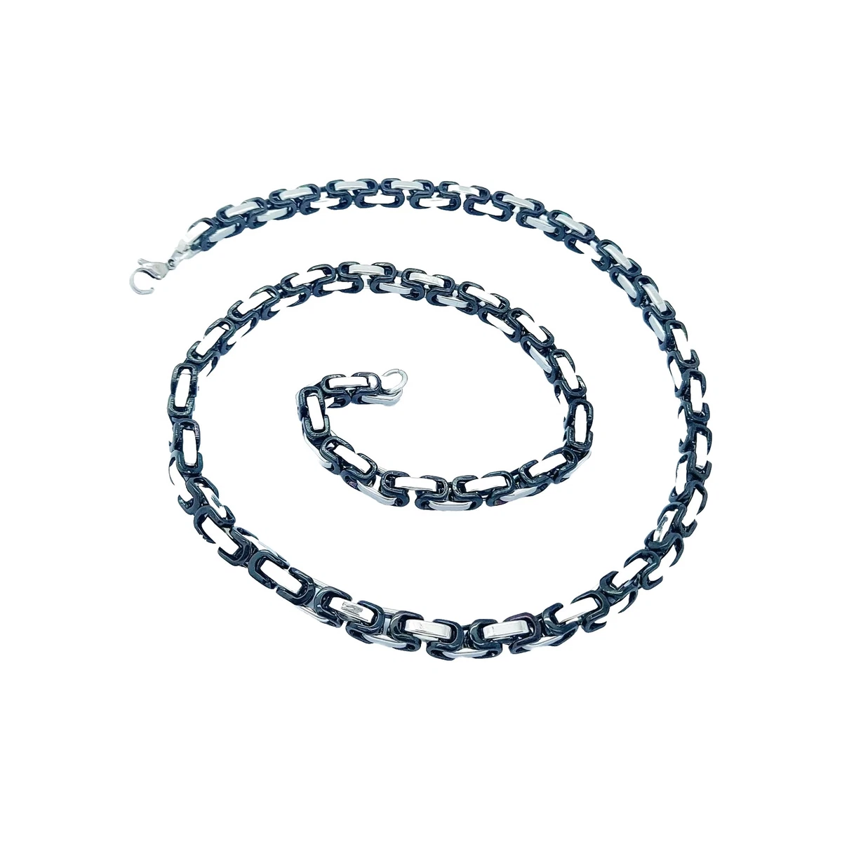 Collana Catena Box Bizantina – Acciaio Inox Argento 6 Mm, Stile Turco, Nuova Senza Etichette