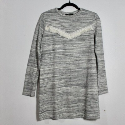 Forever 21 Grey and black Fringe Short Dress Size M NWT