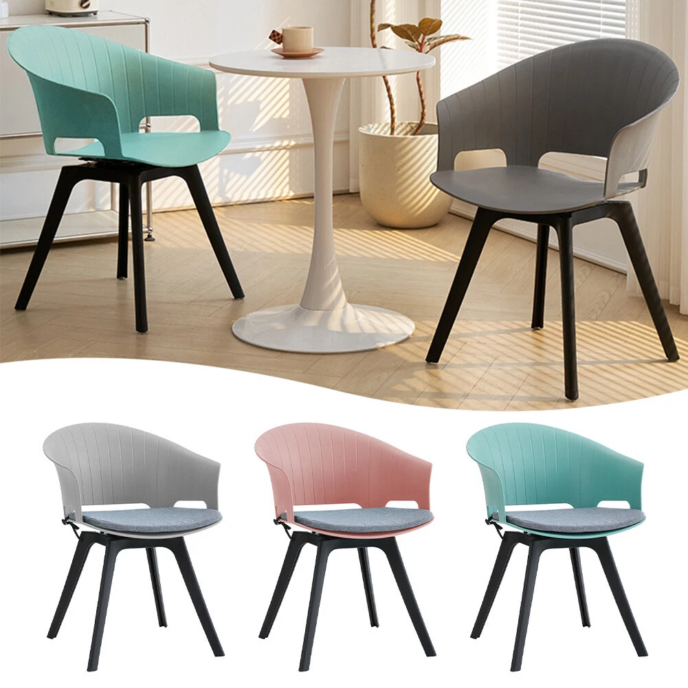 4X Shell Tub Side Chair Swivel PP Kitchen Dining Chair Padded Seat Office Makeup