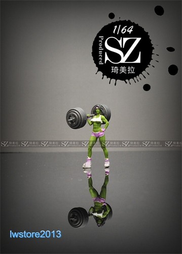 1/64 Green Hulk Girl Scene Props Miniatures Figures Model For Cars Vehicle Toys - Picture 2 of 6