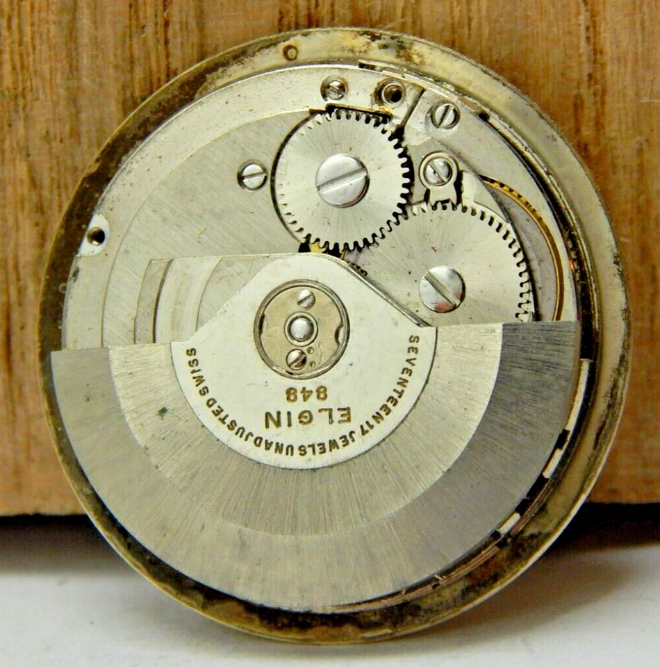 Vintage Elgin 848 17 jewel automatic men's watch movement with dial and hands - Image 3 of 4