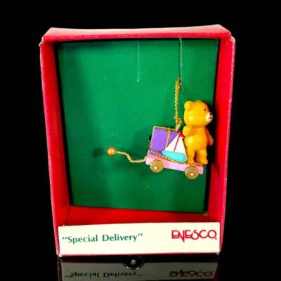 1989 Vintage Enesco Miniature Bear Sailboat Small Wonders Ornament NEW