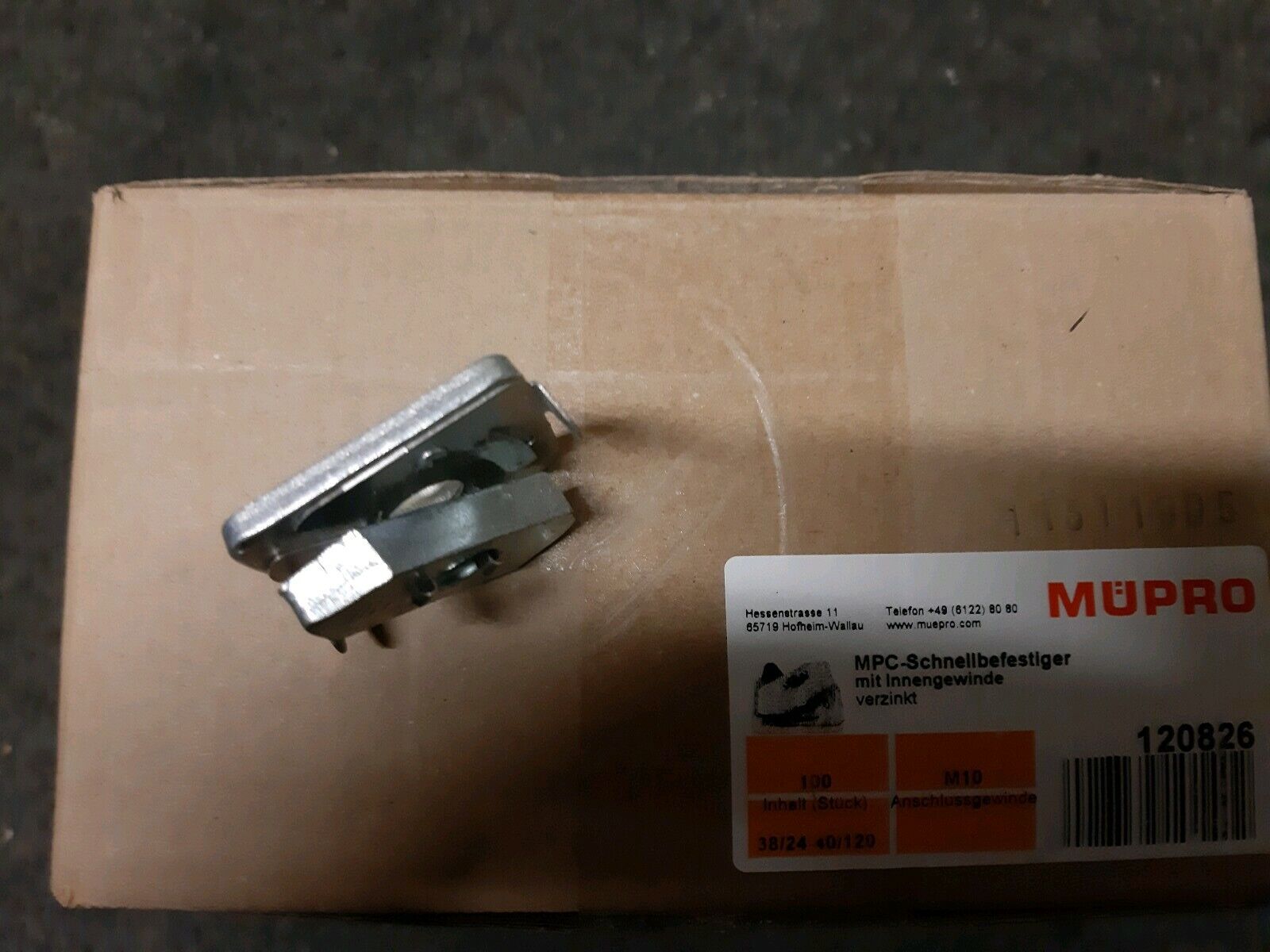100x MÜPRO MPC-Schnellbefestiger M10 120826 für Profile 38/24-40/120,  verzinkt